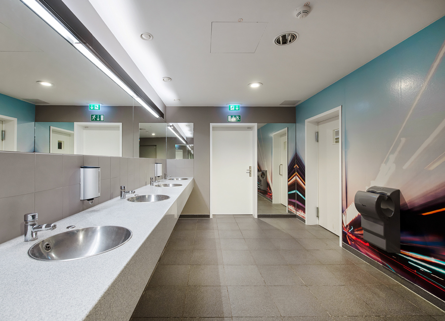 nvier architekten, renovation Berlin-Charlottenburg, photo wallpaper, washroom, WC anteroom